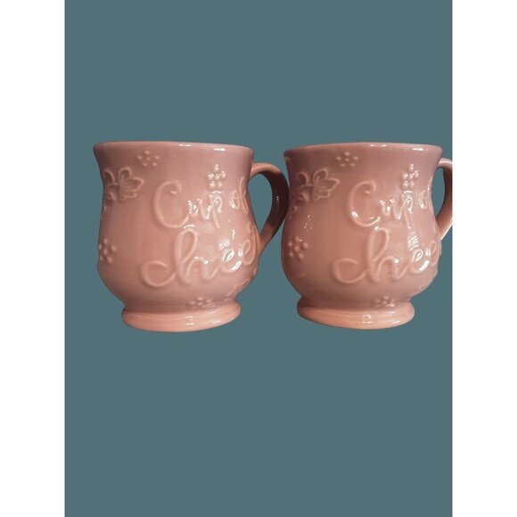 Temptations By Tara Set 2 Mugs Sculptural Celebration 16oz Special Edition Pink - Picture 5 of 11